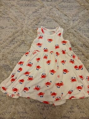 Angel Dear White Tank Dress with Red Crab Print